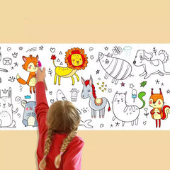 Children's Drawing Kit, 3m Long Doodle Paper Rolls, Doodle Scrolls, DIY Painting, Stimulates Imagina