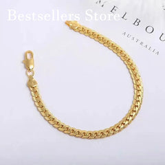925 Sterling Silver, 18K Gold, 5mm Embossed Bracelet - Fashionable for Men and Women, Ch detail view