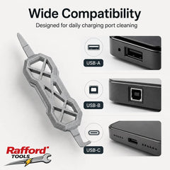 Rafford Portable Charging Port Cleaner, Dual-End USB C Phone Dust Remover Tool for USB-A USB-B USB-C