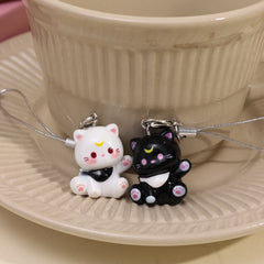 3D Cartoon Resin Cat Keychain Phone Chain Student Bag Charm Pendant Anti Lost Phone La close-up view