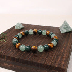 Rich Money Bracelet Women Tiki Bohemian Natural Stone Tiger Eye Stone Bangles Trendy H close-up view