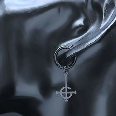 Goth Ghost BC Nameless Dangle Earrings | Stainless Steel Ghoul Band Jewelry detail view