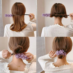 Elegant Shell Pearl Lazy Hair Curler Bow Barrettes Braided Hair Artifact Vintage Women Flower DIY Ha