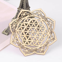 Wooden Chakra Board with Metatron Flower | Laser Engraved Meditation Coaster alternate view