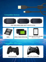 Data Frog Heavy-Duty Mini B 5Pin Cable High-Speed Charging Transfer Line for GP2X F200/Wiz PSP Series NDSi PS3 Wii U Pro