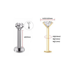 1pc 20G-16G Stainless Steel Monroe Lip Stud Ring, Tragus Helix Conch Cartilage Earring P detail view