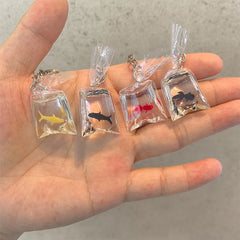 Creative Simulation Goldfish Keychain | Transparent Carp Pendant for Backpack detail view