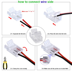 LED Strip Connectors and Fixing Clips Kit | 2-Pin COB Corner Connectors for Tape Light close-up view