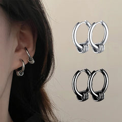 Gothic Stainless Steel Hoop Earrings | Unisex Dragon Punk Jewelry alternate view