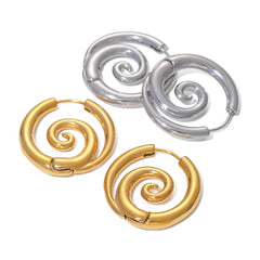 Designer Style Personality Twist Spiral Hoop Earrings Stainless Steel Mosquito Coil Shaped Circle Ac
