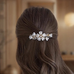 Elegant Pearl Lily of the Valley Spring Clip Hair Clip Women's Back of Head Half-tied Flower Barrette Fashion Hair Accessories