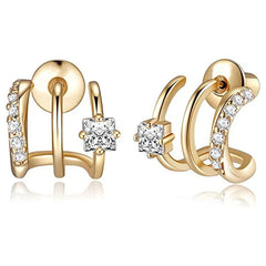 Huitan Newest Claw Design Stud Earrings Women Paved Princess Square Cubic Zirconia Fashion Versatile