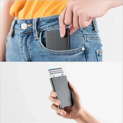 Pop Up Minimalist Smart Wallet | Thin Slim RFID Credit Card Holder for Men Women detail view