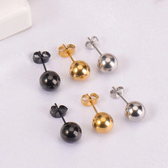 Multicolor Stainless Steel Ball Stud Earrings | Unisex Fashion Jewelry Gift close-up view