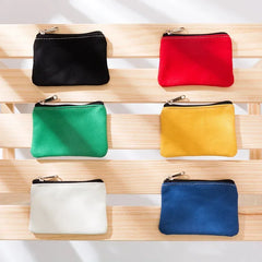 Solid Color Canvas Zipper Coin Purse | Mini Money Pouch for Women Men alternate view