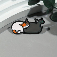 Mean Cat Enamel Brooch Pin - Cute Cat Design with Orange Ears, Durable Zinc Alloy, Perfect for Lapel Bag or Jewelry, Ideal Gift