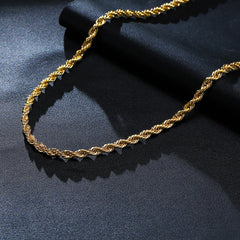 Vnox Dainty Gold Color Rope Chain Necklaces for Women Men,Chic Twisted Collar, Waterpr close-up view