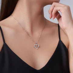925 Sterling Silver Zircon Fashion Korean Women Elegant Round Pendant Necklace Birthda close-up view