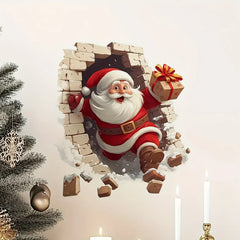 Santa Claus Wall Decal | Self-Adhesive Christmas Vinyl Sticker close-up view
