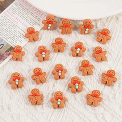 Christmas Gingerbread Man Resin Flatback Cabochon Figurine Set