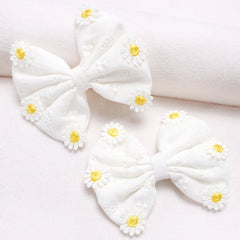 2 PC Daisy Hair Clips Girls White Bow Hair Clips Simple Flower Hair Accessories Hair alternate view