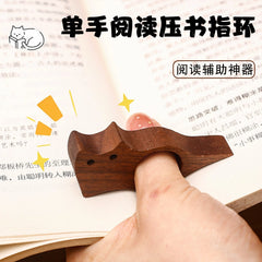 Cute Wooden Cat Dog Bookmark, Animal Book Page Holder Ring, Student Reading Accessories detail view