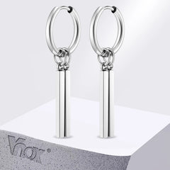 Vnox Punk Rock Geometric Bar Dangle Earrings | Stainless Steel Hoops for Men