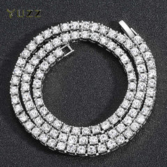 Hip Hop 5MM Tennis Chain Iced Out Bracelet Necklace Men Fashion Silver Color Tennis Jewelry Chains W