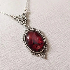 Gothic Red Butterfly Pendant Necklace For Women