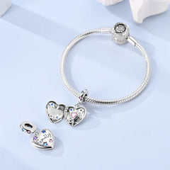 925 Sterling Silver Happy Family Charms Bead Zirconium Family Love Dangle Fit Original close-up view