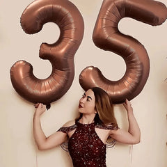 Foil Number Balloons 40 Inch | Brown Birthday Party Decor alternate view