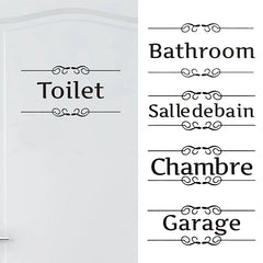 French Bathroom Toilet Sign Vinyl Sticker Decal | WC Entrance Sign Door Decal for France Home