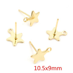 20pcs 316 Stainless Steel Gold Color Geometric Earring Stud Earring Posts Connector fo close-up view
