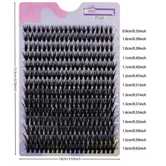 14 Rows 280 Clusters 40D Mix 9-16mm Cluster Lashes Extension | Natural Thick Strip Las close-up view