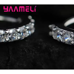 Fast Ship Newest Luxury Romantic Women Jewelry 925 Sterling Silver Plated Rhinestone C close-up view