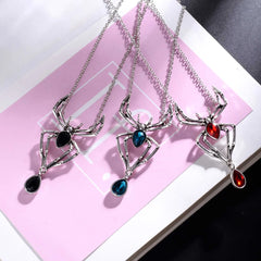 Gothic Crystal Spider Necklace For Women Girl Punk Accessories Halloween Jewelry Vintage Goth Choker Collar insect Necklaces