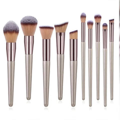 Champagne Makeup Brush Set | Foundation & Powder Flat Head Cosmetic Brush close-up view