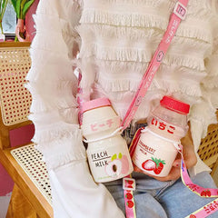 480ml Plastic Cute Yogurt Water Bottle Tour Drinking Bottle Yakult Shape Kawaii Milk C close-up view