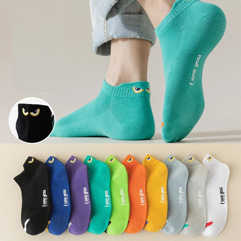 5/10 Pairs Man Short Socks Ankle Boat Socks Breathable Casual Athletic Socks Women Summer Thin Low-C