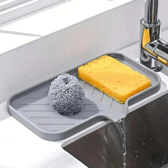 Sink Silicone Tray With Drain Soap Sponge Storage Holder Countertop Sink Scrubber Brush Storage Rack