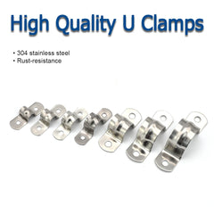 NINDEJIN U Shape Pipe Clamps | 304 Stainless Steel Two Hole Strap Conduit Tube Clip alternate view