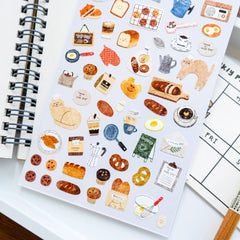 Korean Bonito Nature Life Bread House Coffee Paper Stickers | Cute Scrapbooking and Journaling Stick