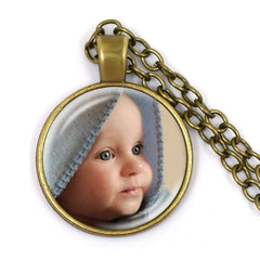 Personalized Photo Necklace | Custom Glass Pendant Gift for Family detail view