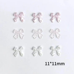 50pcs 3D Sweet Pearly Glossy Ribbon Bow Resin Nail Charms Ballerina Bow Tie Nail Art Dec detail view
