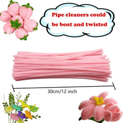100pcs Pink Pipe Cleaners | Chenille Stems for Art and Craft Supplies detail view