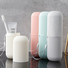 Portable Toothbrush Cup and Toothpaste Holder | Travel Toiletries Storage Case detail view
