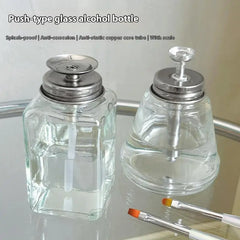 Nail Storage Refillable Glass Bottles Empty Liquid Press Pump Dispenser Nail Art Polish detail view