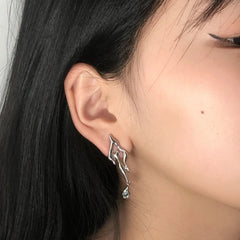 2025 New Cool Liquid Metal Geometric Irregular Zircon Earrings for Woman Man Asymmetr alternate view