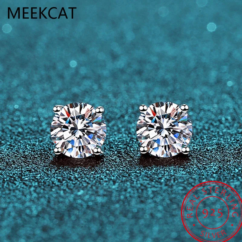 2.0ct Moissanite Earrings for Women Lab Grown Diamond Ear Studs 925 Sterling Silver Fine Jewelry Bri