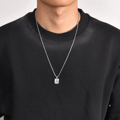 A-Z 26 Letters Stainless Steel Initials Necklace | Waterproof Square Pendant for Men detail view